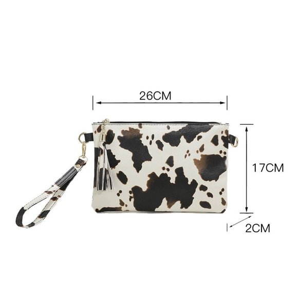 COW Print Zipped Clutch with Wristband - Picture 4 of 4